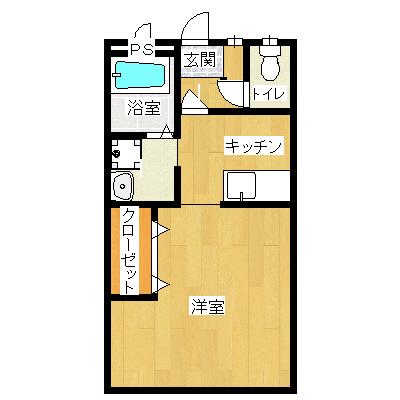キャッスル木原(ワンルーム/1階)の間取り写真