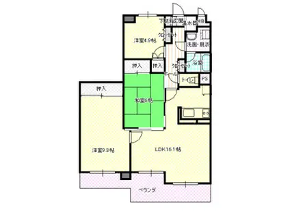 アカンサス鳥取(3LDK/2階)の間取り写真