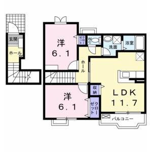 カルム新池島II(2LDK/2階)の間取り写真