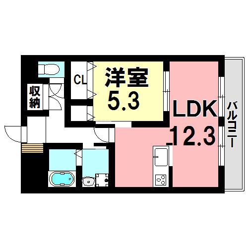 パークヒルズ山吹(1LDK/1階)の間取り写真