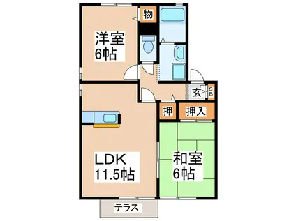 ガーデンコートみずき台(2LDK/1階)の間取り写真