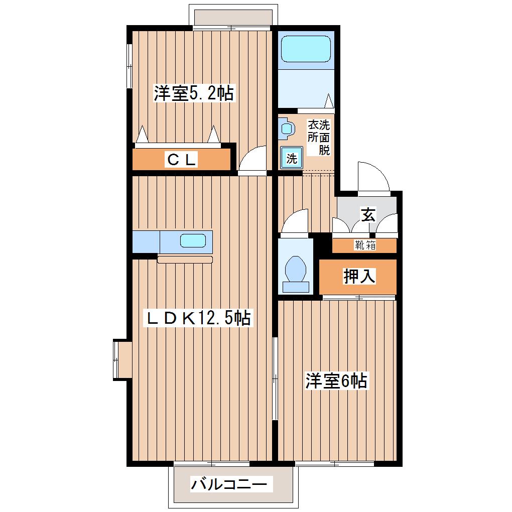 TWIN VERGEB(2LDK/1階)の間取り写真