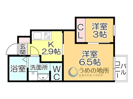 CASA上津(2K/1階)の間取り写真
