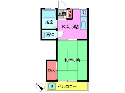 メゾン弥生(1K/2階)の間取り写真