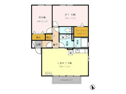 サンボナールB(2LDK/2階)の間取り写真