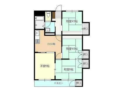 コートパレス上田(4DK/2階)の間取り写真