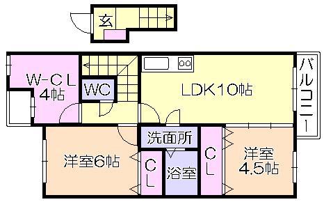 リベルテII(2LDK/1階)の間取り写真