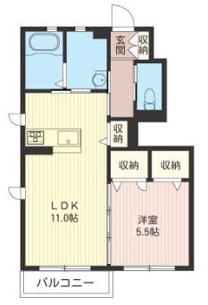 モンスリベル A棟(1LDK/1階)の間取り写真