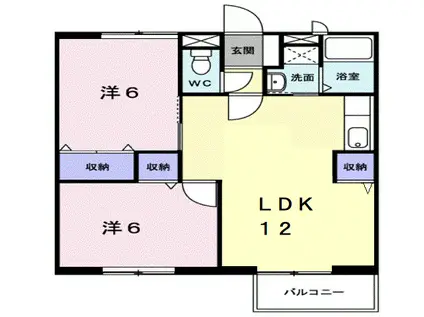 ネオトリムB(2LDK/1階)の間取り写真