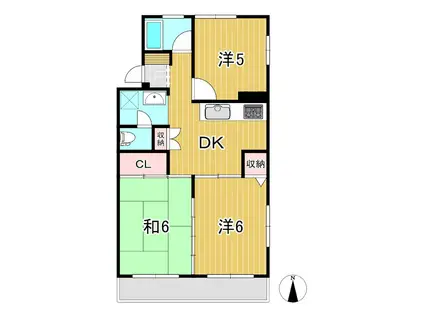 ハイツことぶき(3DK/1階)の間取り写真