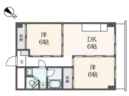河興マンション(2DK/7階)の間取り写真