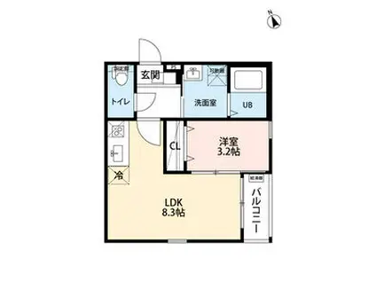 ROBOT HOME 上飯田東町ロボットホー(1LDK/1階)の間取り写真