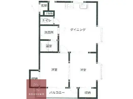 ヴェールアッシュII(2DK/1階)の間取り写真