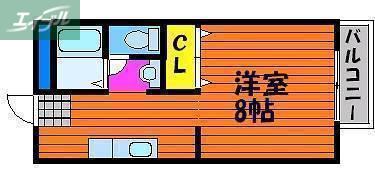 ファンコーポレーションC棟(1K/2階)の間取り写真