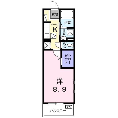クレメントB(1K/1階)の間取り写真