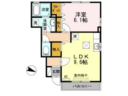 ルーラルタウンA棟(1LDK/1階)の間取り写真