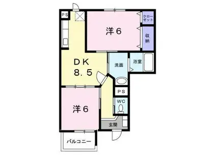 エンブレム(2DK/1階)の間取り写真