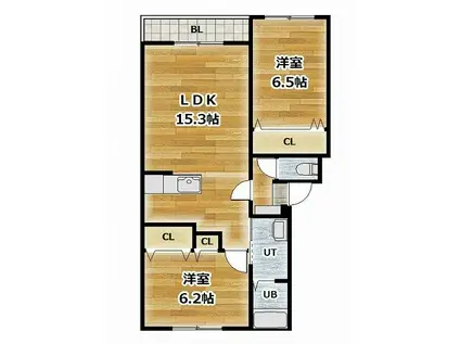 ル・シャルールレジェII(2LDK/1階)の間取り写真