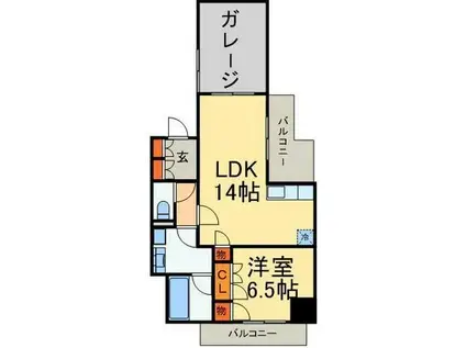 ジュイール狭山ライダーズハウス(1LDK/8階)の間取り写真