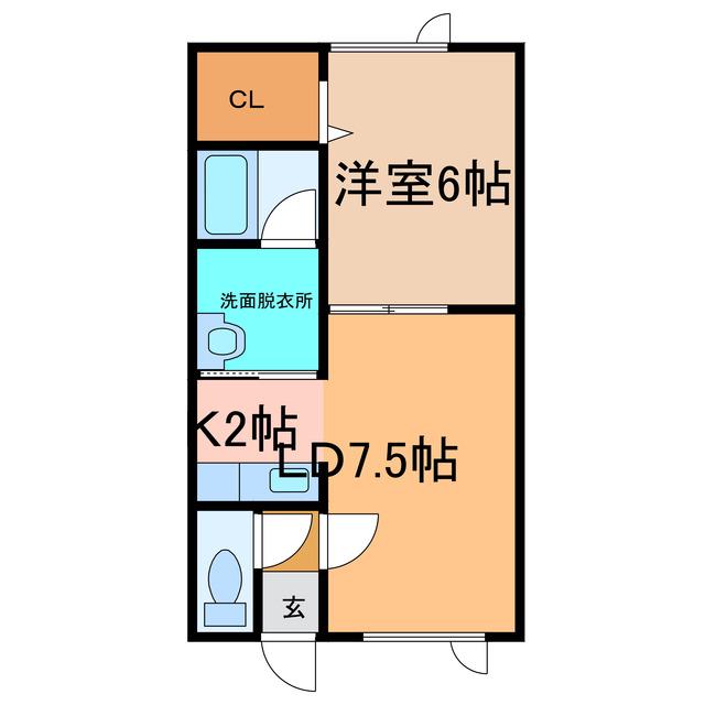 ベネッセIII(1LDK/2階)の間取り写真