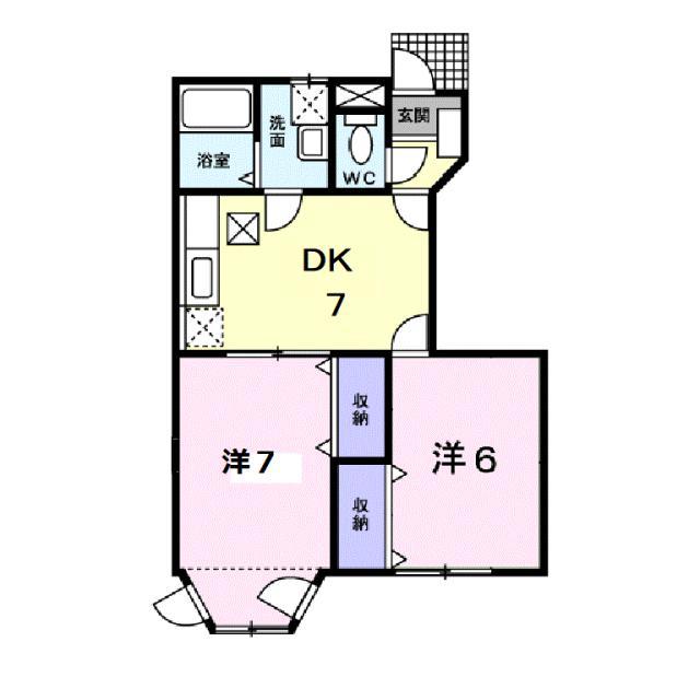 ノーブルプレインM・I(2DK/1階)の間取り写真