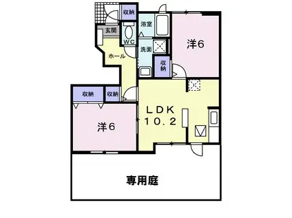 フィオーレ I(2LDK/1階)の間取り写真