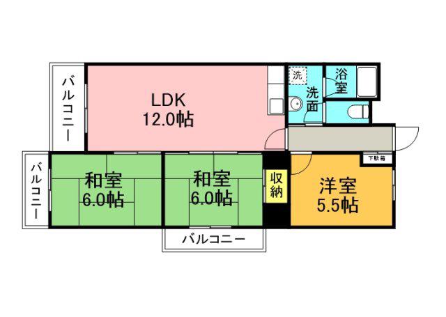 コープ野村牛田新町(3LDK/4階)の間取り写真