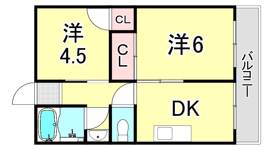 マンション藤(2DK/3階)の間取り写真