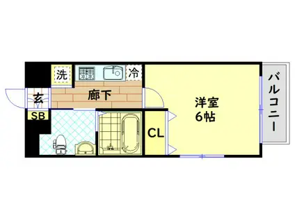 エステムプラザ大手前エヴァース(1K/2階)の間取り写真