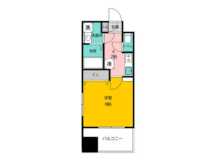 エンクレスト博多駅前III(1K/11階)の間取り写真