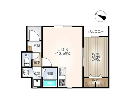 リーブルファイン成岩東町(1LDK/1階)の間取り写真
