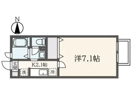 ロワジール枡形 1号館(1K/2階)の間取り写真