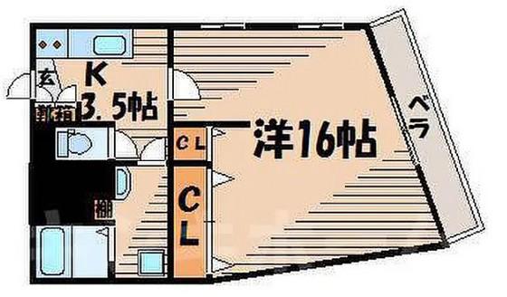 幟ハイツ(2DK/5階)の間取り写真