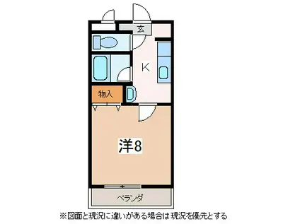 ハイツミレニアム(1K/1階)の間取り写真