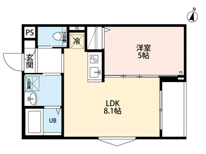 小田急江ノ島線 南林間駅 徒歩7分 3階建 築1年(1LDK/2階)の間取り写真