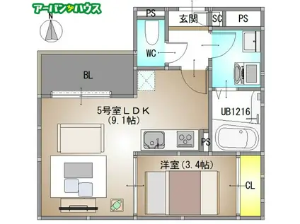 REGALEST 広瀬町(1LDK/3階)の間取り写真
