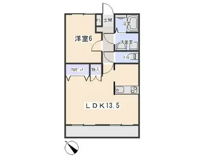 サニーコートOOKAWARA B(1LDK/2階)の間取り写真