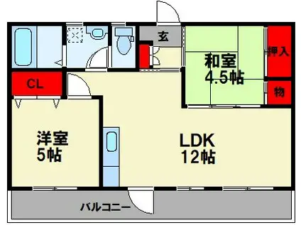 レジデンス楽市(2LDK/3階)の間取り写真