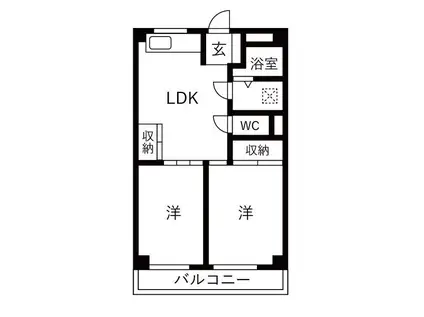 ハッピーコート駅南大路(2LDK/2階)の間取り写真