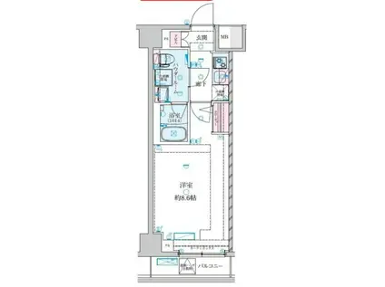 ジェノヴィア大師橋(1K/2階)の間取り写真