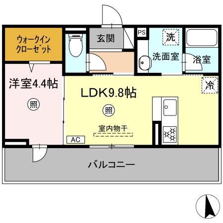 D-ROOM西町(1LDK/2階)の間取り写真