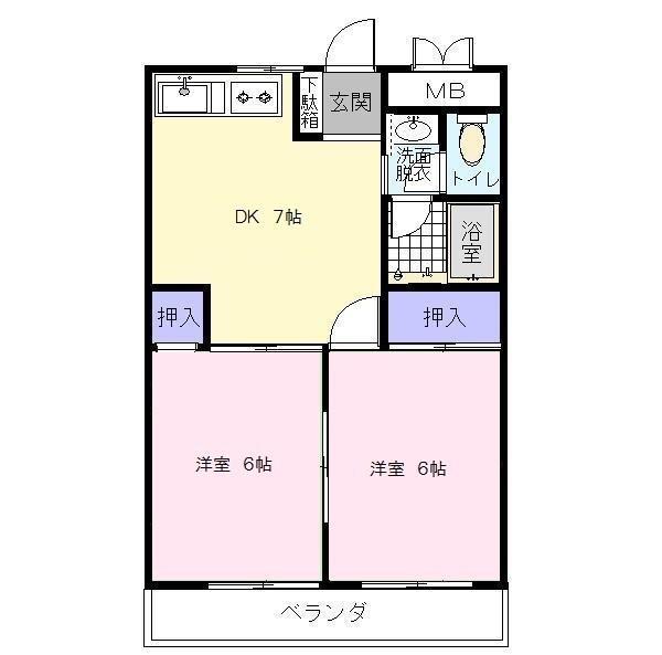 金岡コーポラス(2DK/4階)の間取り写真