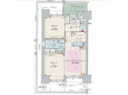 エステムプラザ神戸西Ⅴミラージュ(2LDK/3階)の間取り写真