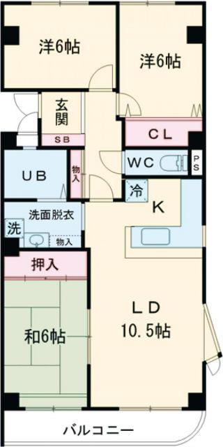 ユートピアタウン北館(3LDK/4階)の間取り写真