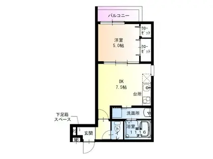 フジパレス出屋敷南II番館(1DK/3階)の間取り写真