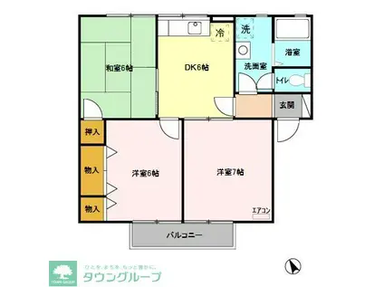 リヴェールコートC(3DK/2階)の間取り写真