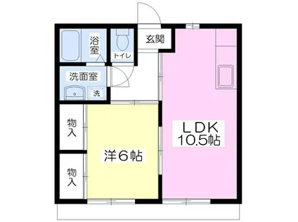 笹原ハイツ(1LDK/2階)の間取り写真