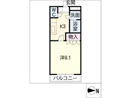 L ESPACE HEUREUX(1K/2階)の間取り写真