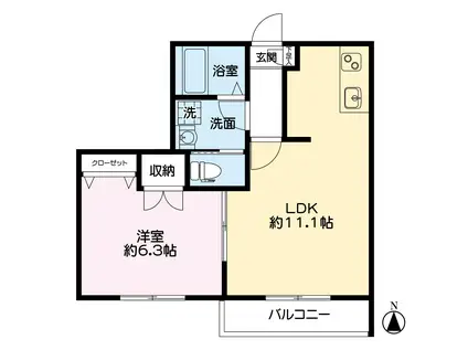 RAFFINE本太(1LDK/2階)の間取り写真