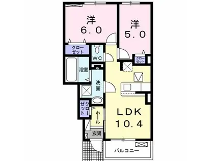サニーヒル蜆塚(2LDK/1階)の間取り写真